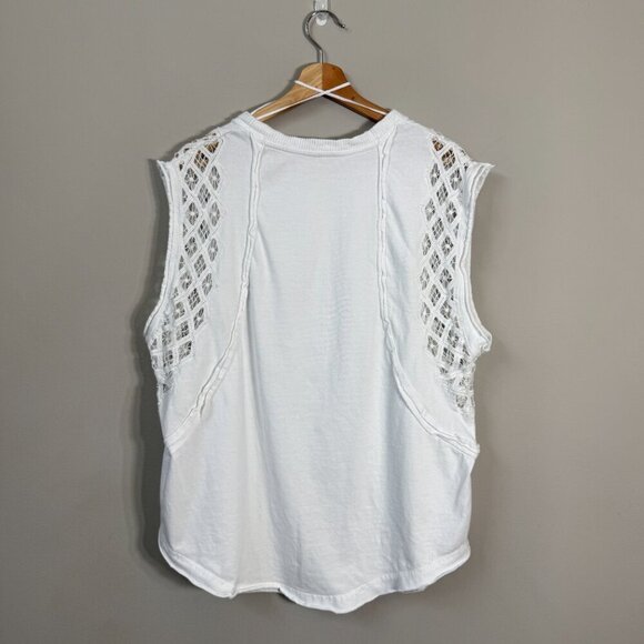 Free People Table for Two Tee T-Shirt Women's Small White Lace Crochet Boho NWOT - Picture 5 of 14
